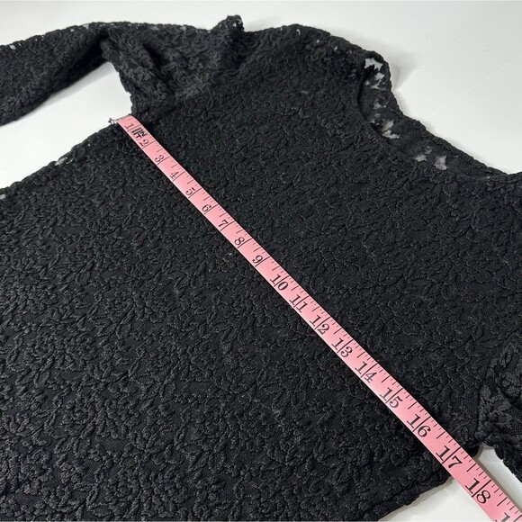 Black Sheer Floral Mesh Top Womens Sz S? Long Sleeve Dark Romantic Fairy Witchy - Picture 9 of 12